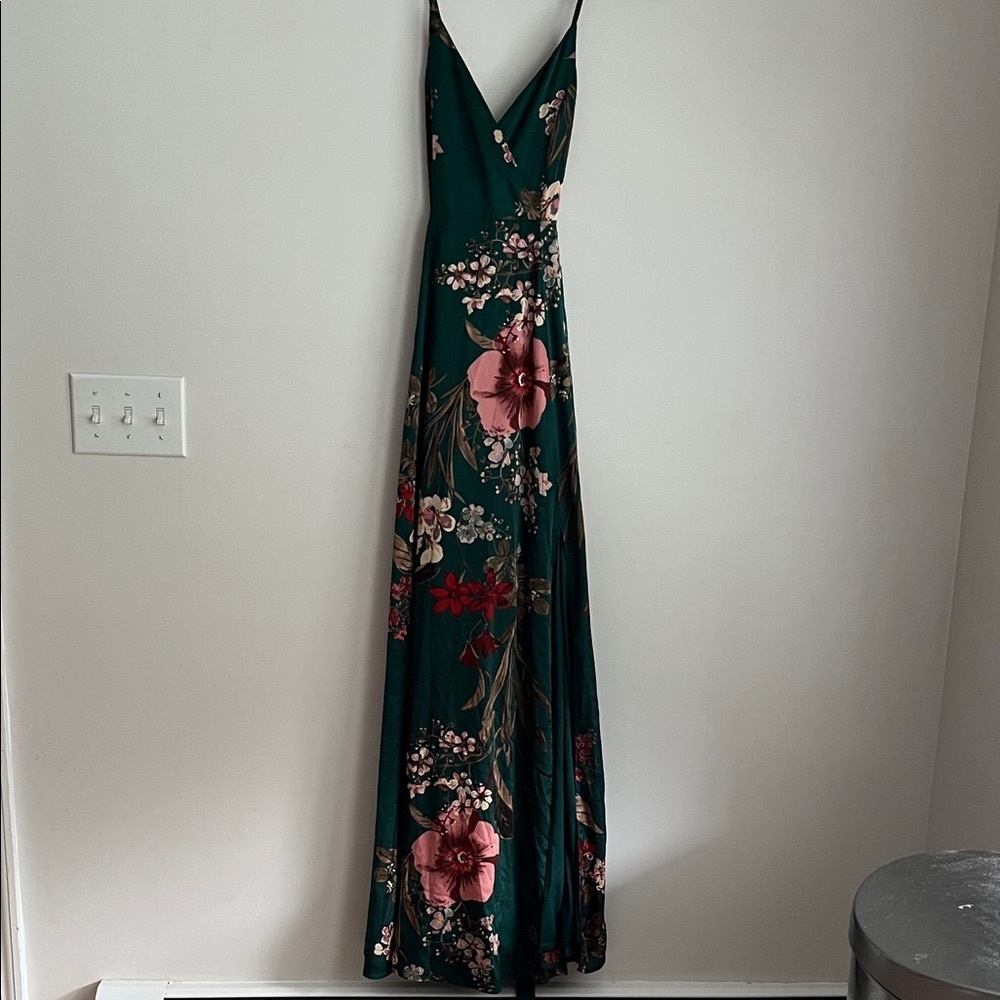 Lulus still the one Floral emerald Green Maxi Sz Xs Dress Bin Z - Picture 3 of 9